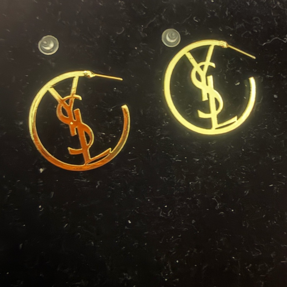 Gold hoop Logo Earrings